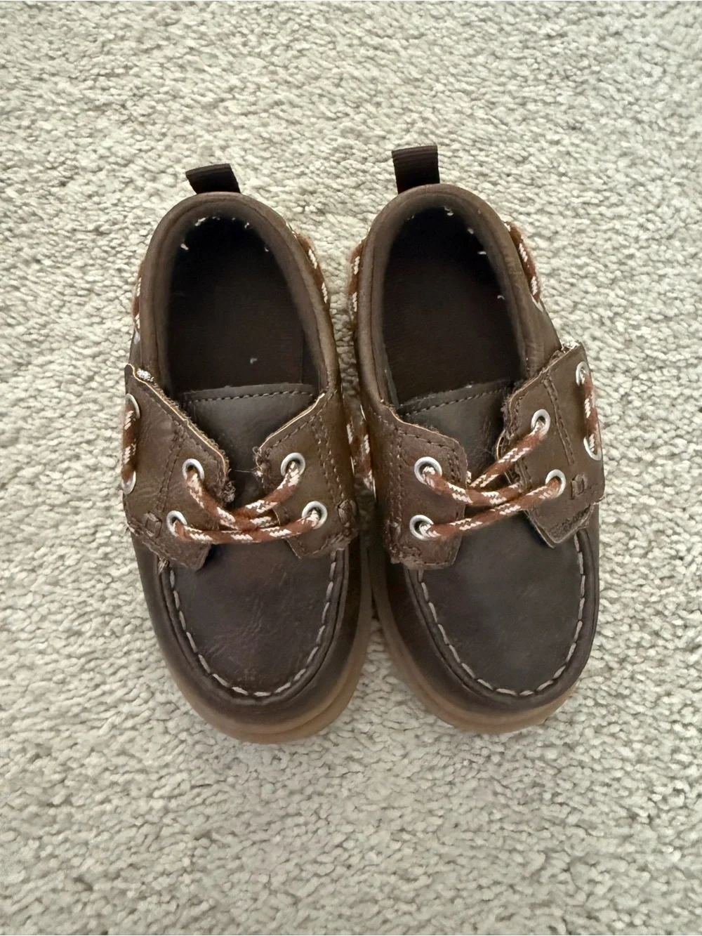 GAP Brown Boys' Leather Boat Shoes with Contrast Laces